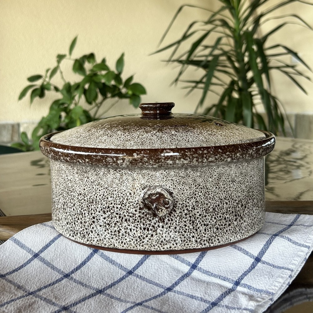 Керамична тава с капак | Пръскана