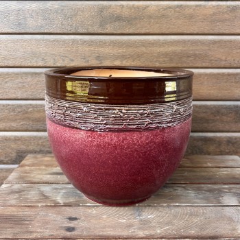 Керамична саксия 26/22 кафяво и вишна