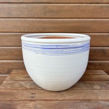 Керамична саксия 30/22 в бяло и синьо